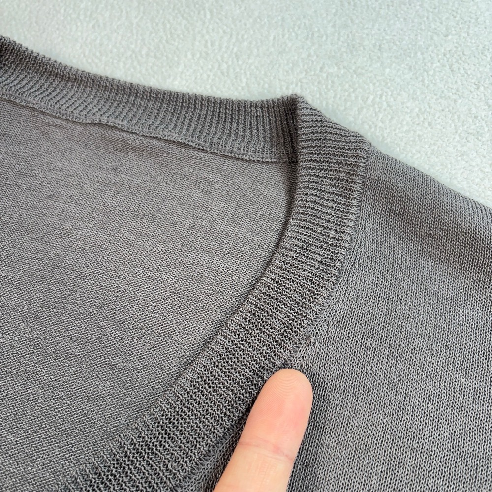 Muji True Hemp Blend Sweater Women's L Gray V-Neck Lightweight BA1OH24S - Picture 8 of 15